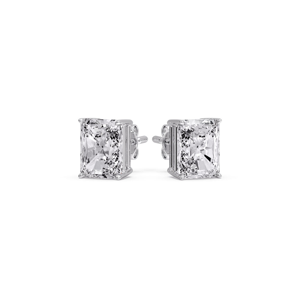 Certified Basket Stud Earrings Set With Radiant Cut Diamonds (1.00ct - 4.00ct)