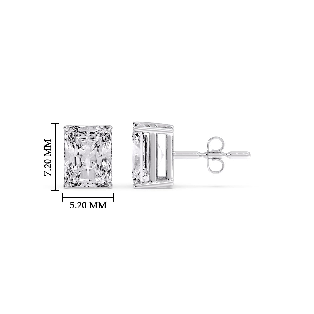 Certified Basket Stud Earrings Set With Radiant Cut Diamonds (1.00ct - 4.00ct)
