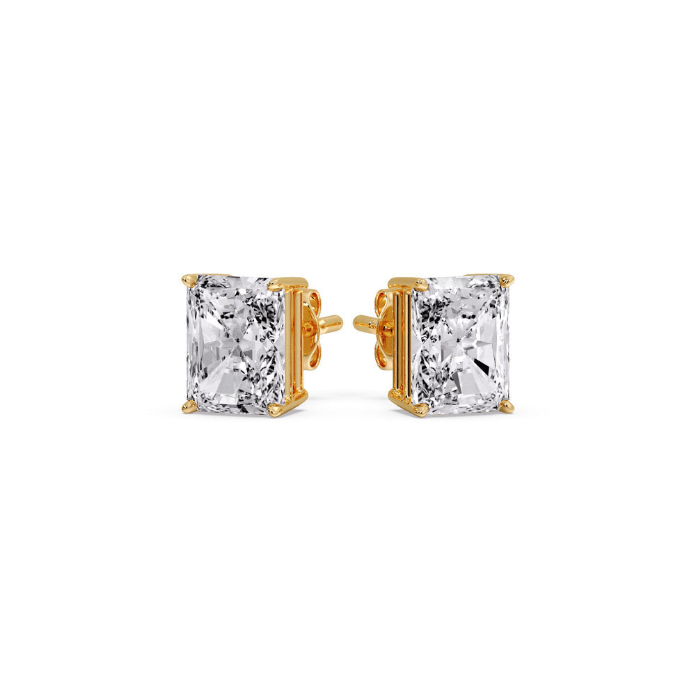 Certified Basket Stud Earrings Set With Radiant Cut Diamonds (1.00ct - 4.00ct)
