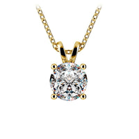1.50 Ctw Prong Set Round Lab Grown Diamond Pendant In White /Yellow Gold G-VS