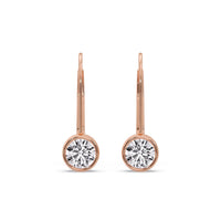 Lever Back Bezel Set Round Diamond Earrings