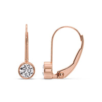 Lever Back Bezel Set Round Diamond Earrings