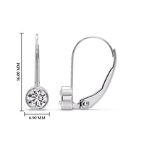Lever Back Bezel Set Round Diamond Earrings