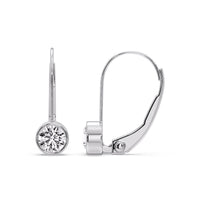Lever Back Bezel Set Round Diamond Earrings