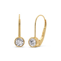 Lever Back Bezel Set Round Diamond Earrings