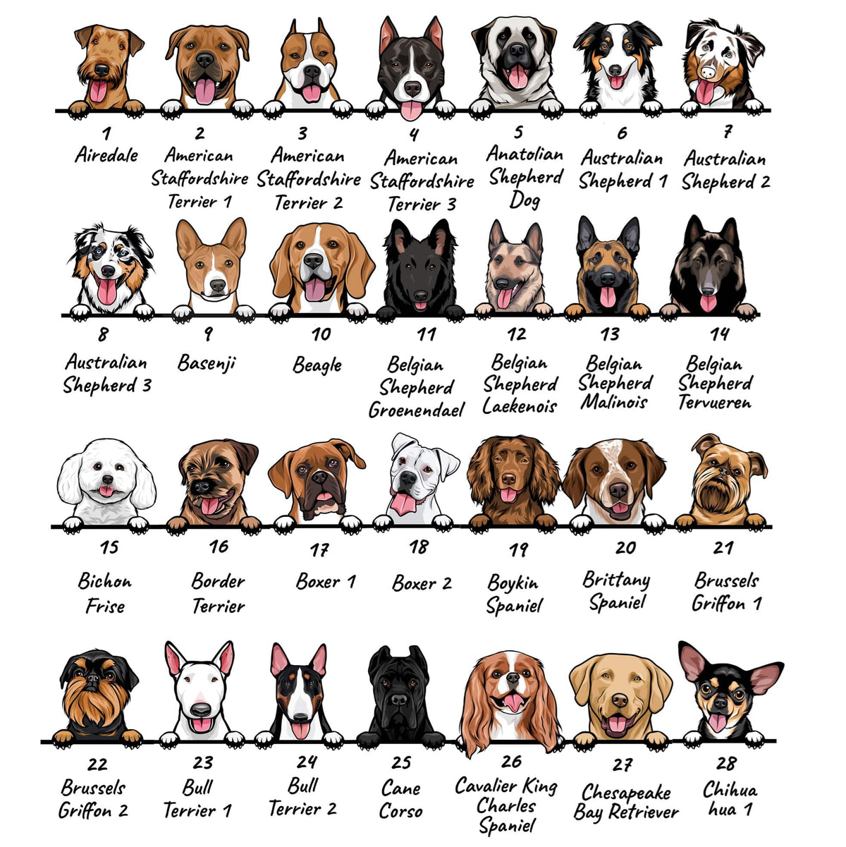 Custom & Personalized Dog Breeds Baby Onesie Gift for Baby Shower, Pregnancy Announcement, Newborn Gift, New Sibling