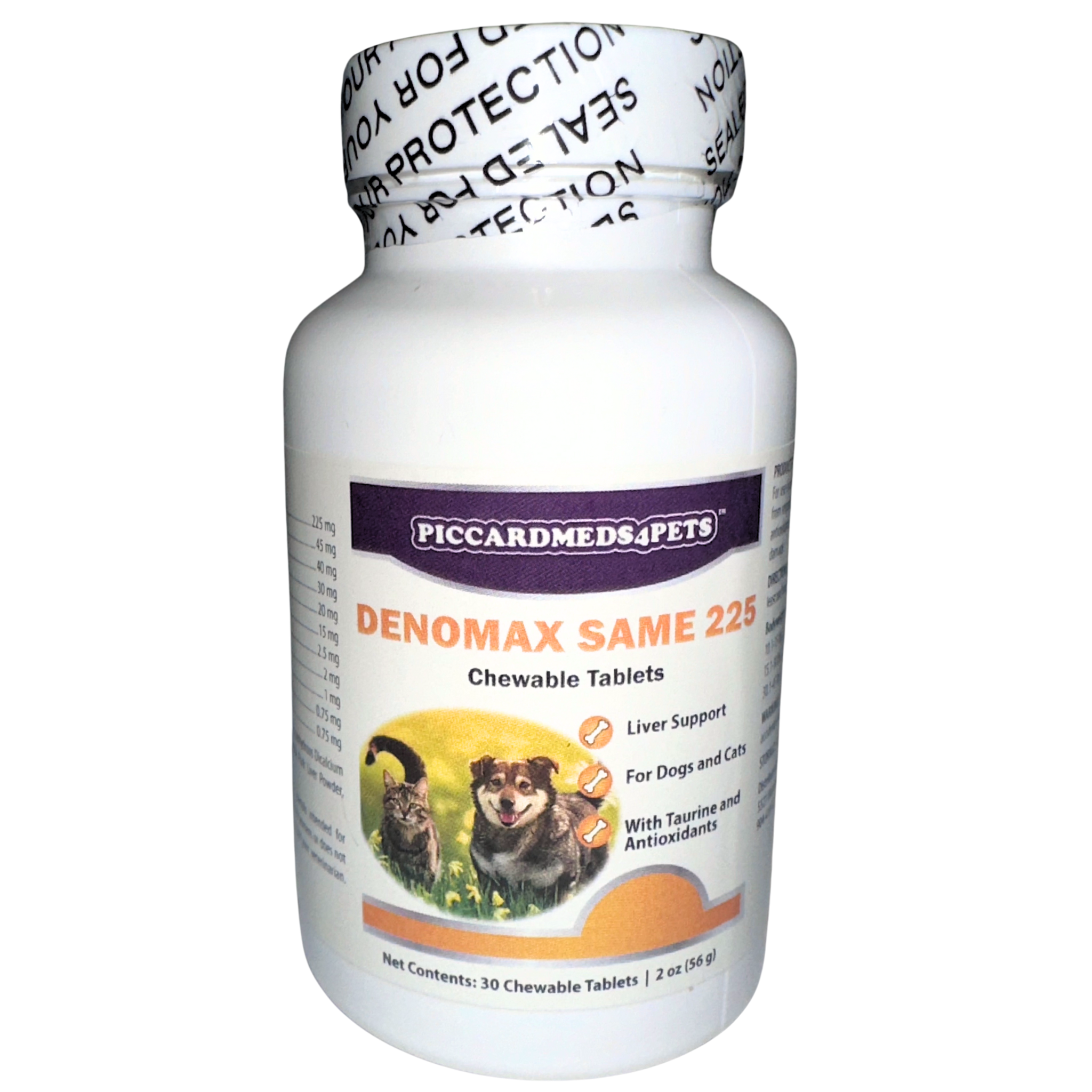 Piccardmeds4pets Denomax SAMe 225mg Dogs & Cats Liver Support 30 Count
