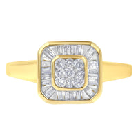 10K Yellow Gold Diamond Cocktail Ring (1/2 Cttw, I-J Color, SI2-I1 Clarity) - Size 6