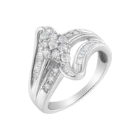 10K White Gold 1/2 cttw Diamond Cluster Ring (H-I Clarity, I2-I3 Color) - Size 6