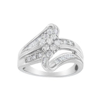 10K White Gold 1/2 cttw Diamond Cluster Ring (H-I Clarity, I2-I3 Color) - Size 6