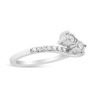 10K White Gold 1/4 Cttw Miracle Set Round Cut Diamond Two-Stone Ring (H-I Color, I2 Clarity) - Size 7