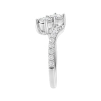 10K White Gold Two-Stone Miracle-Set Diamond Bypass Ring (1 Cttw, H-I Color, I1-I2 Clarity) - Size 6