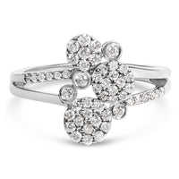 14K Rose Gold Plated .925 Sterling Silver 1/2 Cttw Diamond Scatter Composite Bypass Ring (I-J Color, I1-I2 Clarity) - Size 7