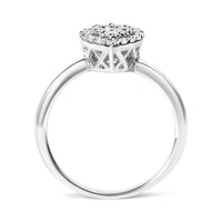 10K White Gold 3/8 Cttw Round-Cut Lab Grown Diamond Cluster Pear Promise Ring (G-H Color, VS2-SI1 Clarity) - Size 7