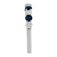 10KT White Gold 1/2 cttw Diamond and 3MM Created Blue Sapphire Gemstone Band Ring (H-I, I1-I2) - Size 7