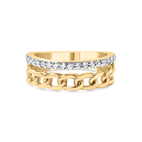 10K Yellow Gold 1/5 Cttw Diamond Cuban Link Ring Band (I-J Color, I2-I3 Clarity) - Size 7