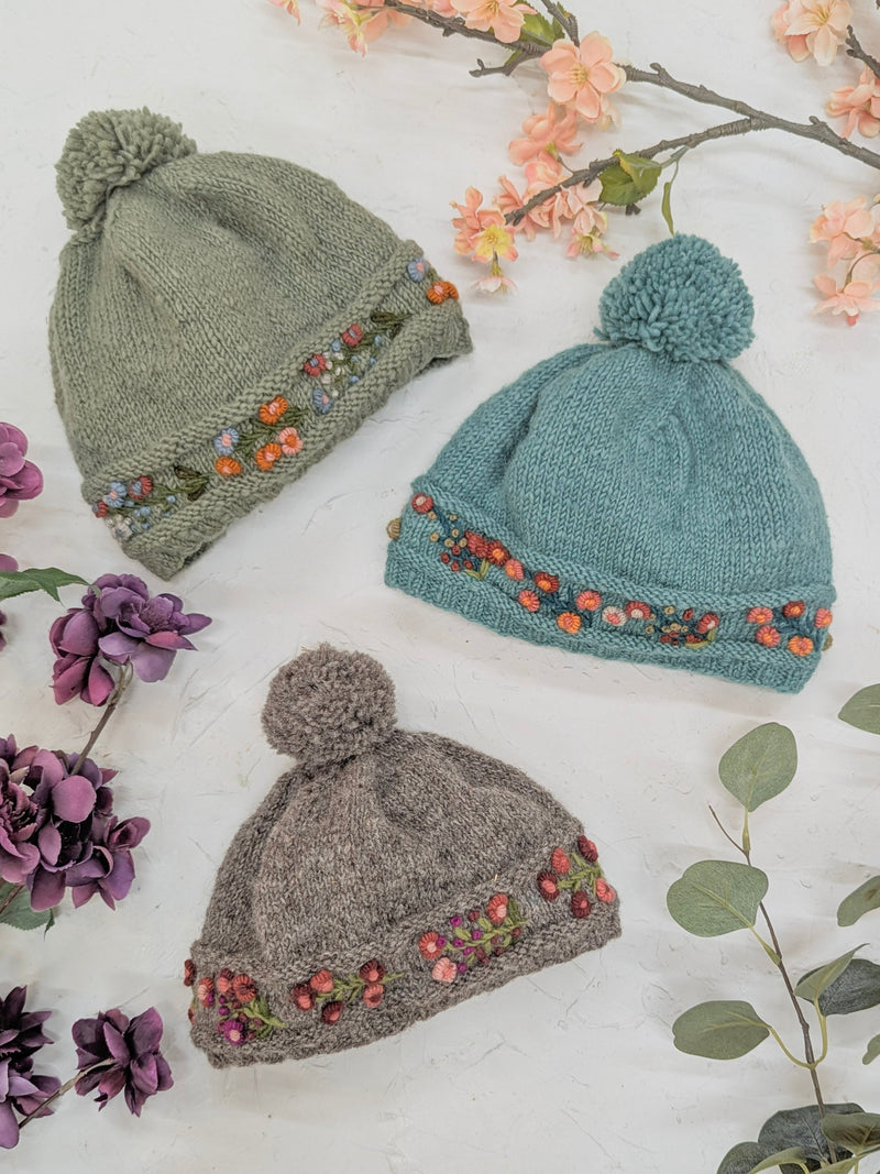 Mathilde Wool Knit Embroidered Hat - BIG FRENCHIES