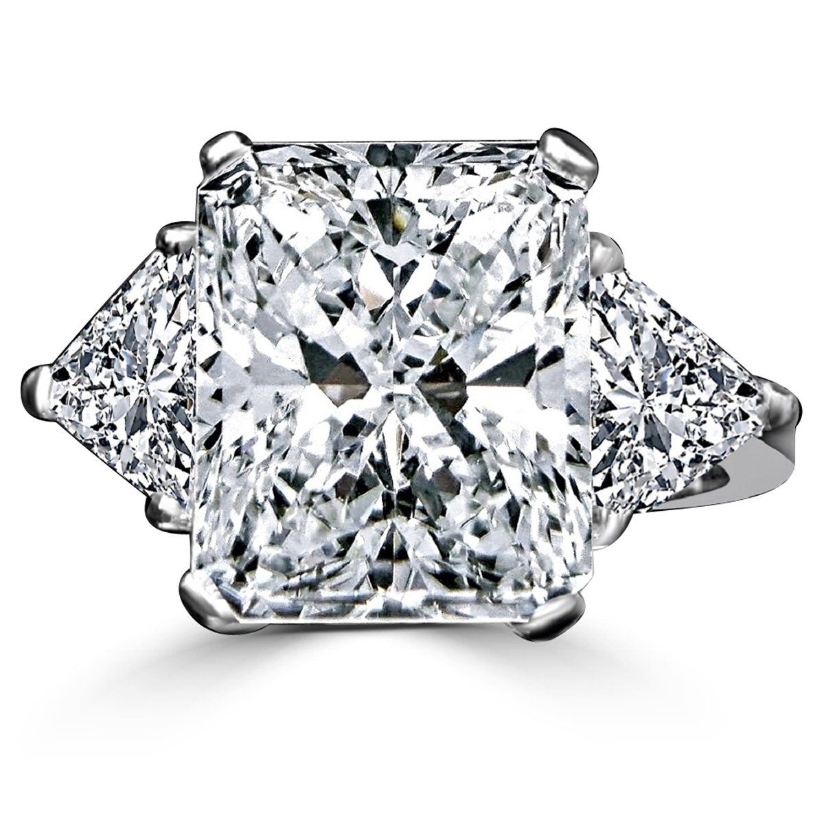 10CT Diamond Veneer Cubic Zirconia Three Stone 14K Gold Ring. 635R71337K-10CT