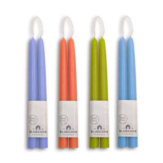 Summer Beeswax Taper Candle Bundle - Apricot, Pistachio, Lilac & Sky Blue - BIG FRENCHIES