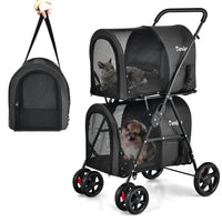 4-in-1 Double Pet Stroller with Detachable Carrier and Travel Carriage - BIG FRENCHIES