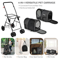 4-in-1 Double Pet Stroller with Detachable Carrier and Travel Carriage - BIG FRENCHIES