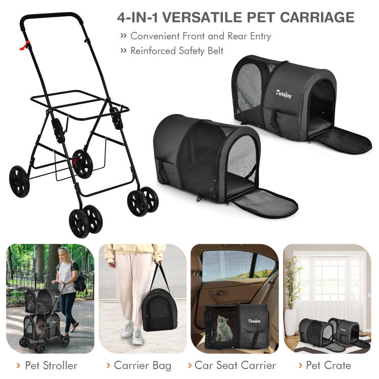 4-in-1 Double Pet Stroller with Detachable Carrier and Travel Carriage - BIG FRENCHIES
