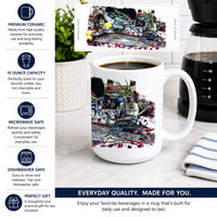 Fish and Beers from New Orleans Ceramic Coffee Mug 15 oz Decorative Large C Handle Mug Cup for Tea, Cocoa Hot Chocolate