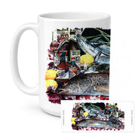 Fish and Beers from New Orleans Ceramic Coffee Mug 15 oz Decorative Large C Handle Mug Cup for Tea, Cocoa Hot Chocolate