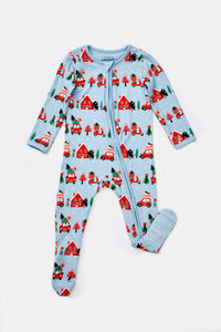 Soft & Stretchy Zipper Footie - Christmas Town