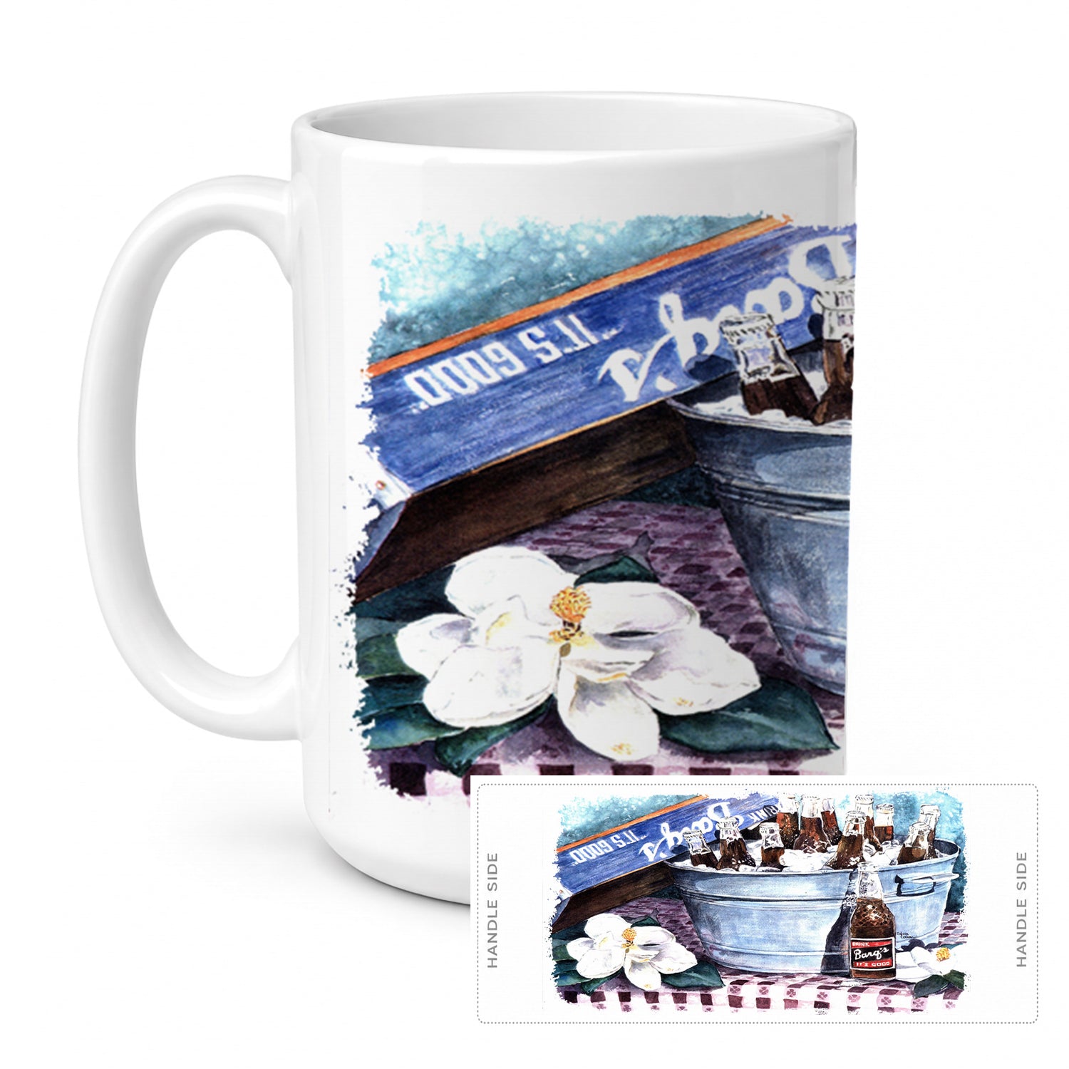 Barq's and old washtub Ceramic Coffee Mug 15 oz Decorative Large C Handle Mug Cup for Tea, Cocoa Hot Chocolate