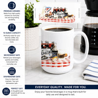 Barq's oysters Ceramic Coffee Mug 15 oz Decorative Large C Handle Mug Cup for Tea, Cocoa Hot Chocolate