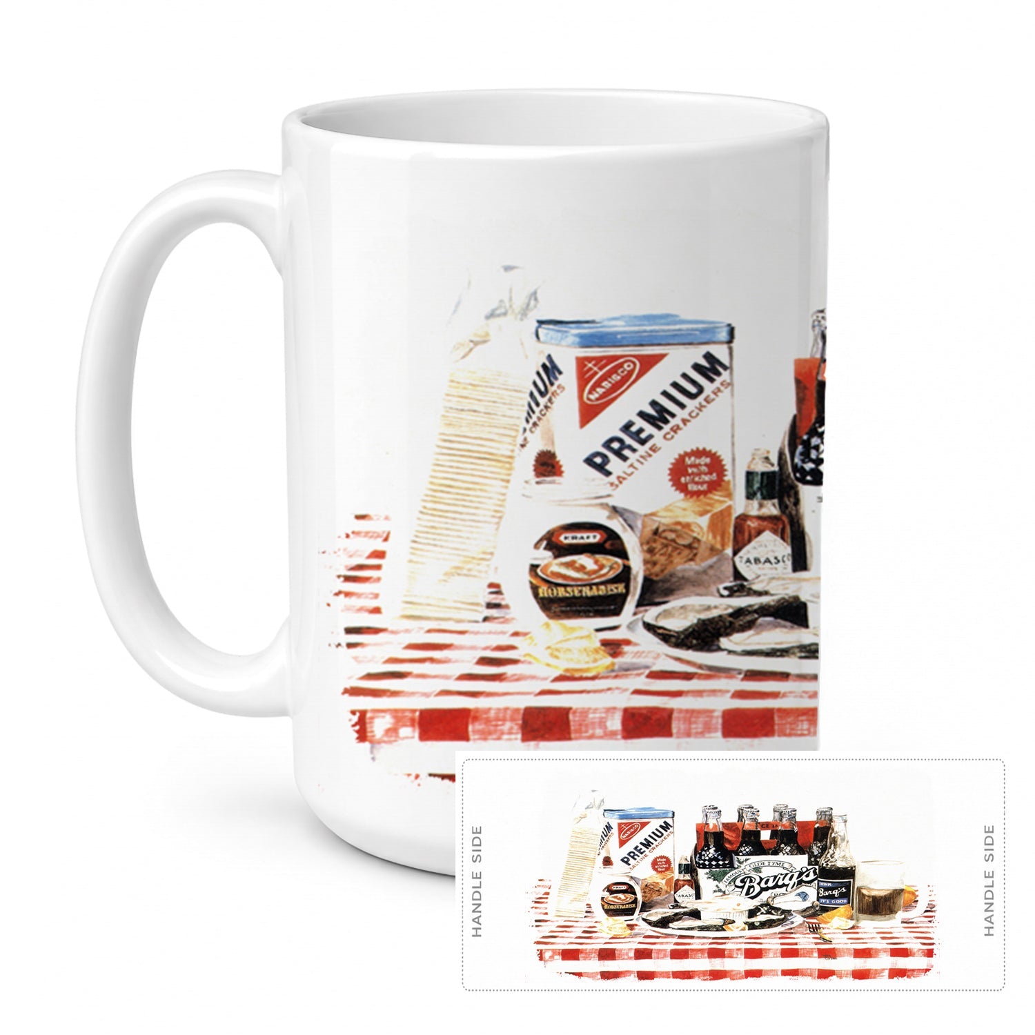 Barq's oysters Ceramic Coffee Mug 15 oz Decorative Large C Handle Mug Cup for Tea, Cocoa Hot Chocolate