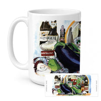 Eggplant and New Orleans Beers  Ceramic Coffee Mug 15 oz Decorative Large C Handle Mug Cup for Tea, Cocoa Hot Chocolate