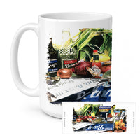 Crab in the Middle Ceramic Coffee Mug 15 oz Decorative Large C Handle Mug Cup for Tea, Cocoa Hot Chocolate