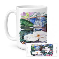 Barq's and Magnolia Ceramic Coffee Mug 15 oz Decorative Large C Handle Mug Cup for Tea, Cocoa Hot Chocolate