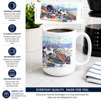 Sports on the Beach Ceramic Coffee Mug 15 oz Decorative Large C Handle Mug Cup for Tea, Cocoa Hot Chocolate