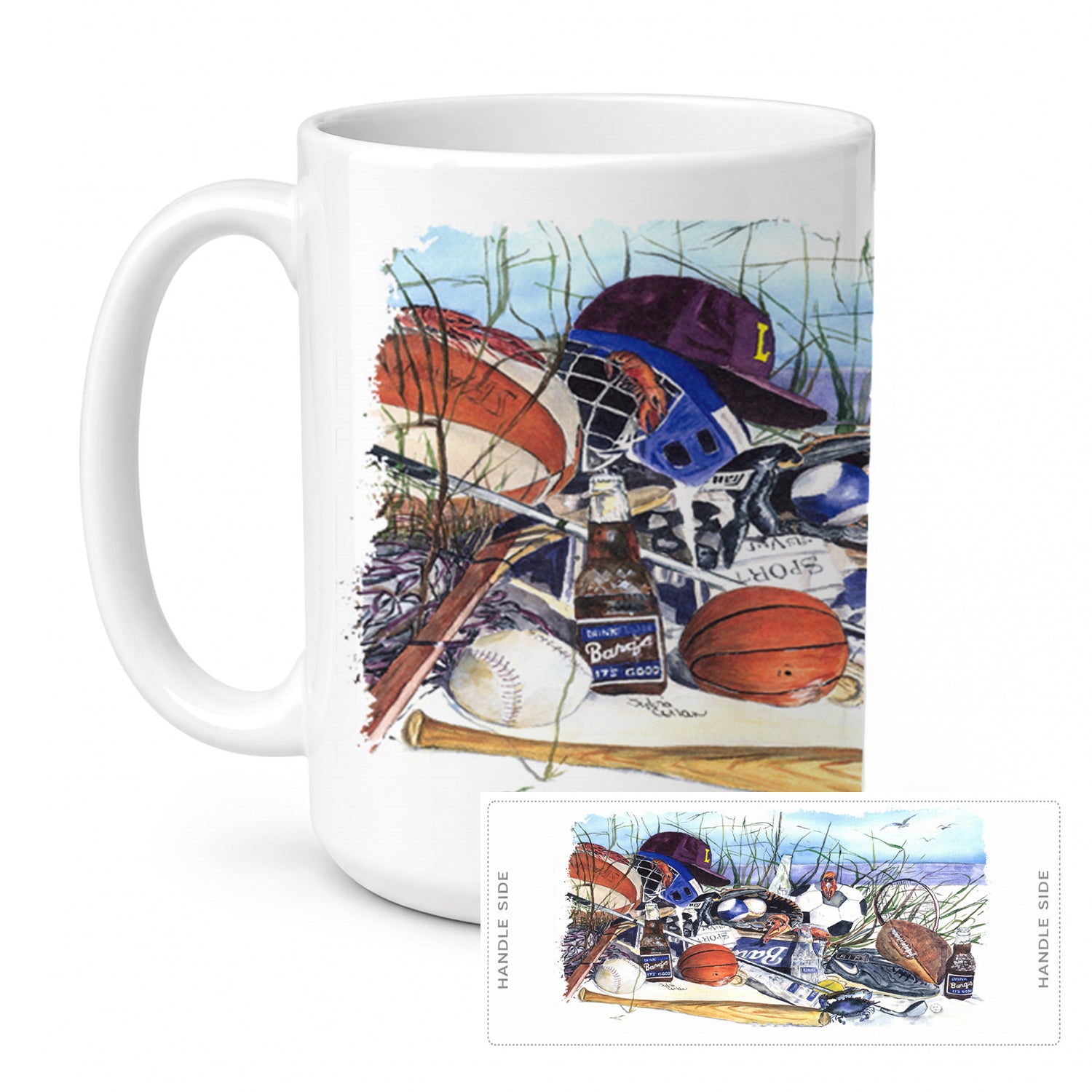 Sports on the Beach Ceramic Coffee Mug 15 oz Decorative Large C Handle Mug Cup for Tea, Cocoa Hot Chocolate