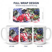 Barq's and Armed Forces Ceramic Coffee Mug 15 oz Decorative Large C Handle Mug Cup for Tea, Cocoa Hot Chocolate