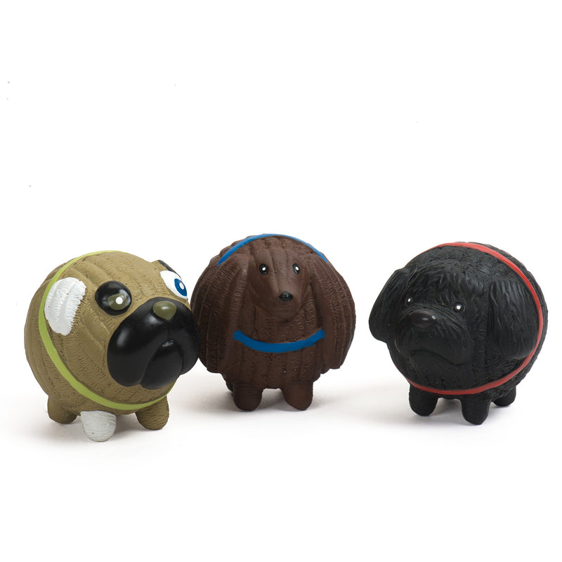 Assorted Ruff-Tex® HuggleMutt™ Latex Balls Dog Toys, 3 Pack, Small - BIG FRENCHIES