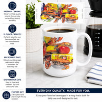 Veron's and Crabs Ceramic Coffee Mug 15 oz Decorative Large C Handle Mug Cup for Tea, Cocoa Hot Chocolate