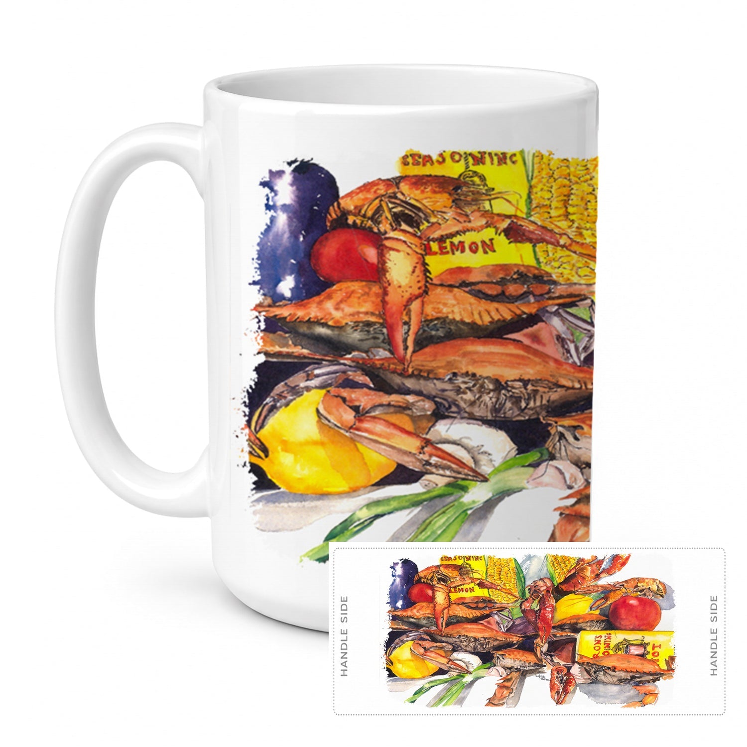 Veron's and Crabs Ceramic Coffee Mug 15 oz Decorative Large C Handle Mug Cup for Tea, Cocoa Hot Chocolate