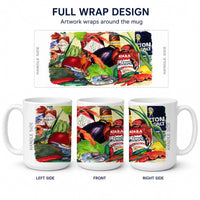 Spices and Crawfish Ceramic Coffee Mug 15 oz Decorative Large C Handle Mug Cup for Tea, Cocoa Hot Chocolate