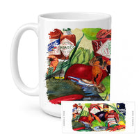 Spices and Crawfish Ceramic Coffee Mug 15 oz Decorative Large C Handle Mug Cup for Tea, Cocoa Hot Chocolate