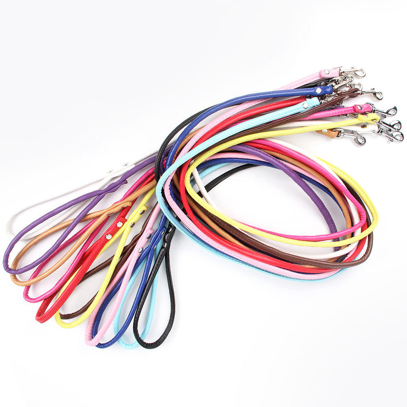 Leather Dog Leash – Lightweight Slim Lead for Small Dogs-Pet Collars & Leashes-BIG FRENCHIES-Jane's Pet Boutique