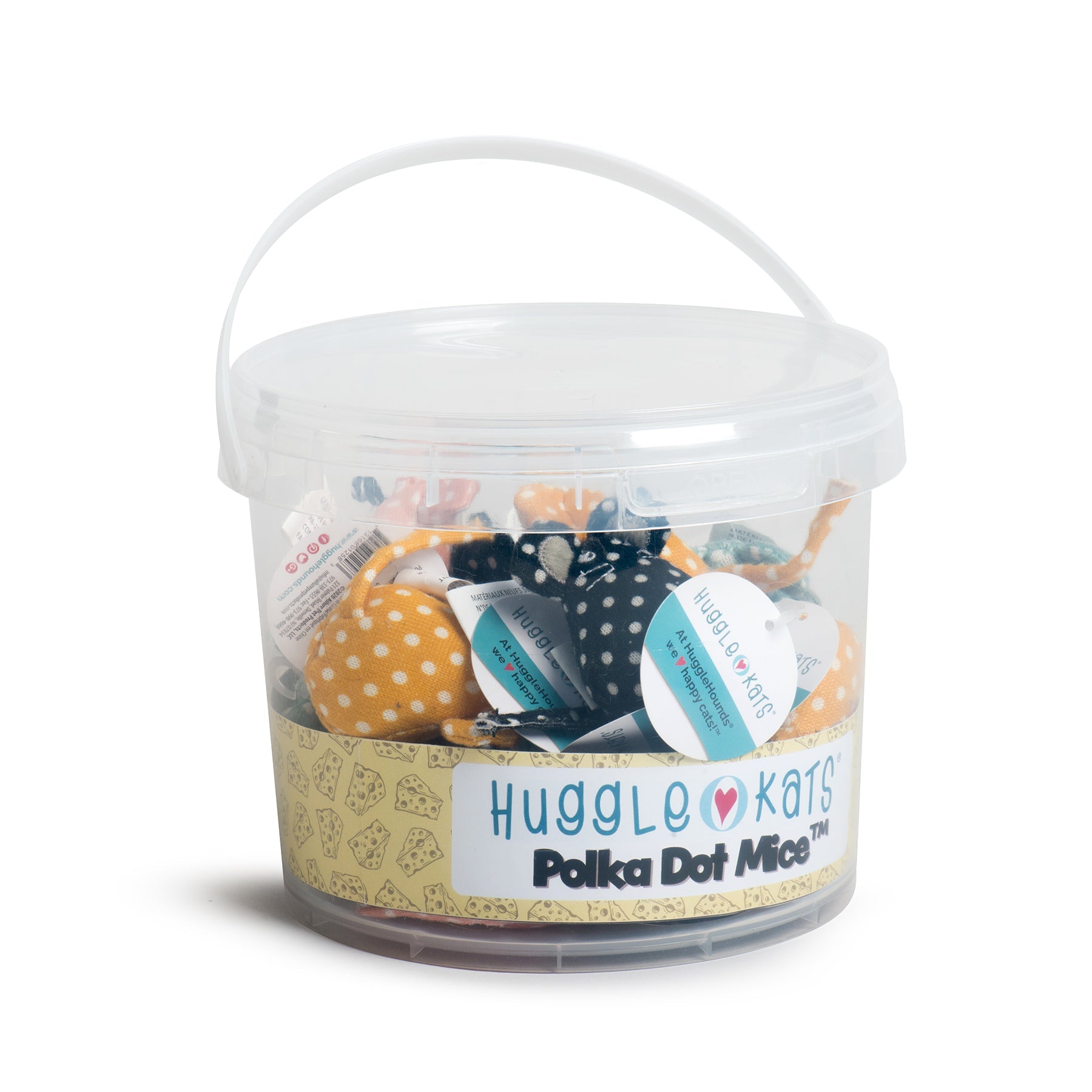 HuggleKats® Polka Dot Mice Bucket of Cat Toys, 16 Pack - BIG FRENCHIES