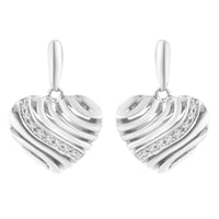 Sterling Silver Heart Diamond Accent Puff Earrings (I-J, I1-I2)