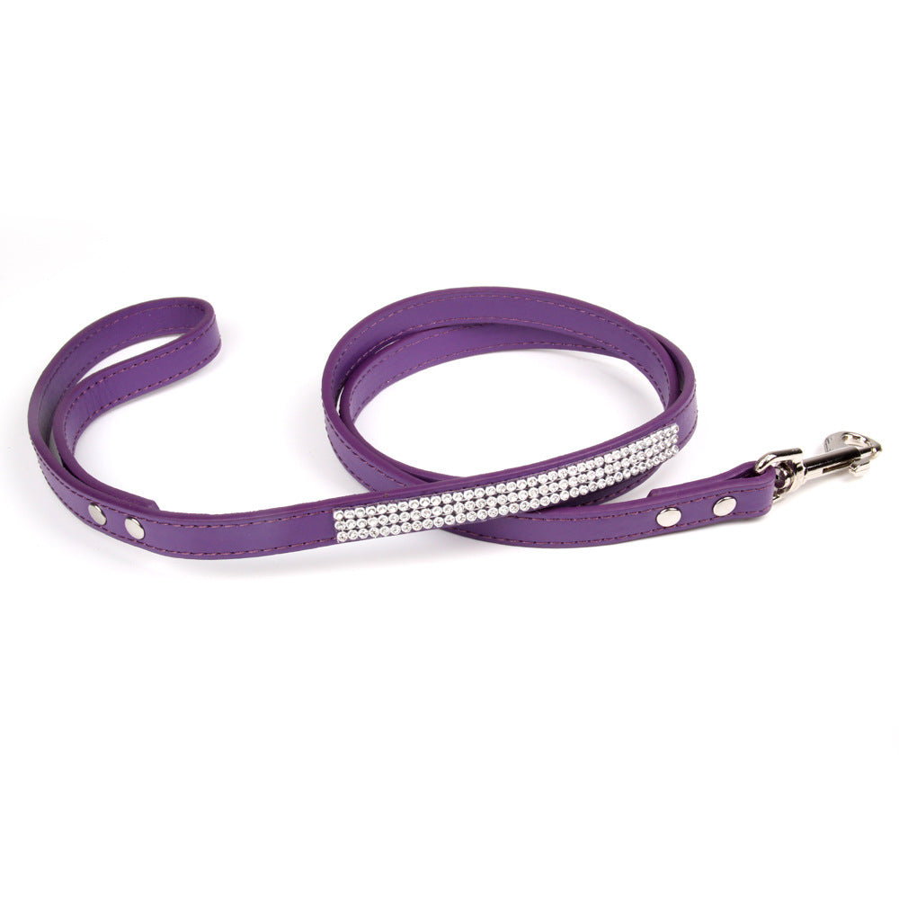 Rhinestone Leather Dog Leash – Elegant & Durable Walking Lead-Pet Collars & Leashes-BIG FRENCHIES-Jane's Pet Boutique