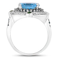 5.84 Carat Genuine Multi Stones .925 Sterling Silver Ring