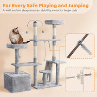 Ultimate 53.5-Inch Rotatable Cat Tree: Multi-Level Playground for Kittens and Large Cats with Cozy Condo and Scratching Posts in Light Gray - BIG FRENCHIES