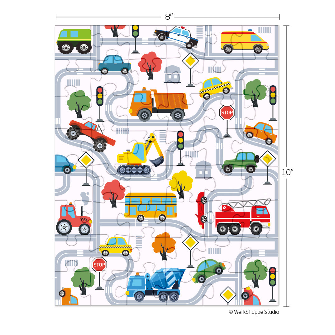 Trucks and Transportation 48 Puzzle Piece Snax - BIG FRENCHIES